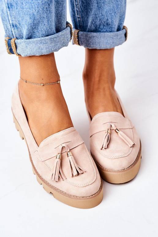 Mocassins en daim couleur cappuccino