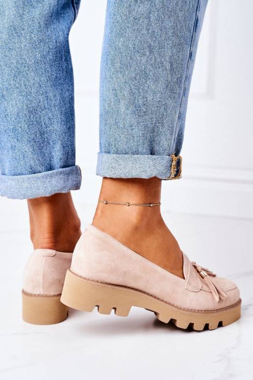 Mocassins en daim couleur cappuccino