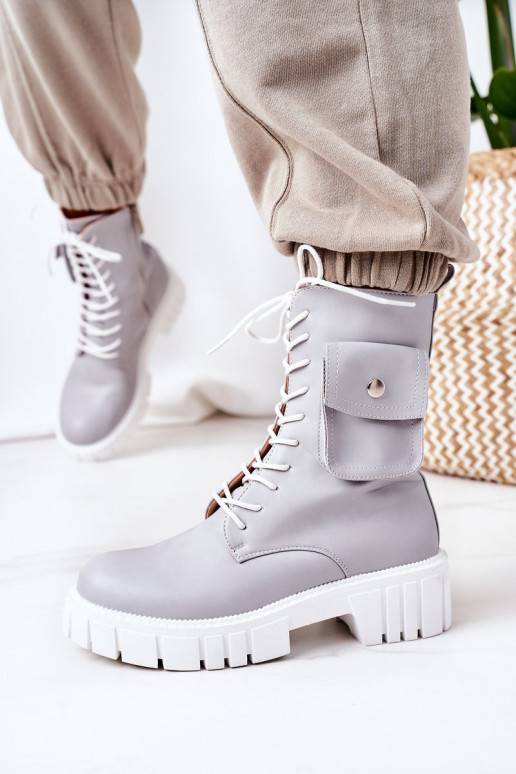 Bottes chauffantes avec poche de couleur grise