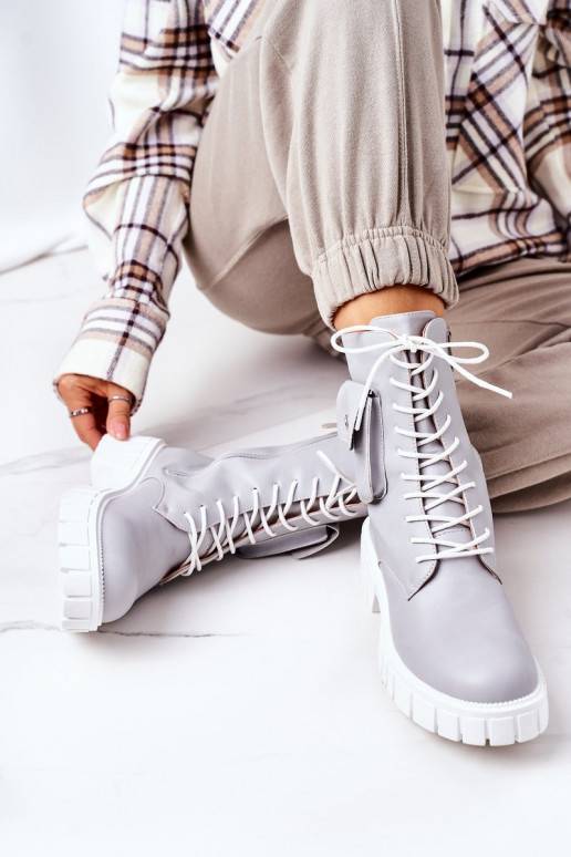 Bottes chauffantes avec poche de couleur grise