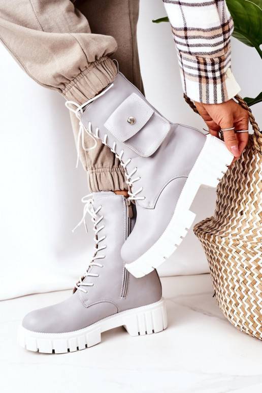 Bottes chauffantes avec poche de couleur grise