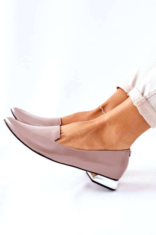Mocassins à talons argentés Laura Messi Cappuccino
