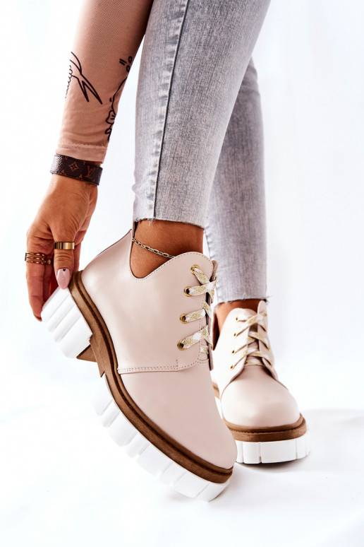 Bottines découpées à lanières beige Kaxo