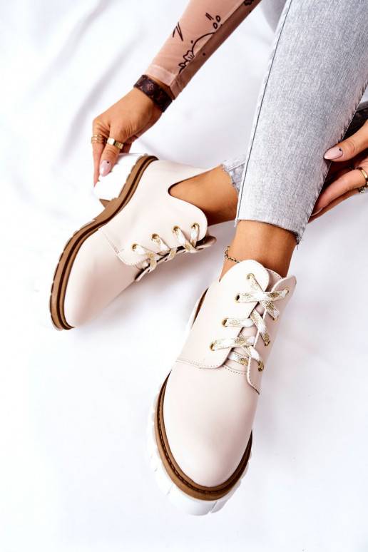 Bottines découpées à lanières beige Kaxo