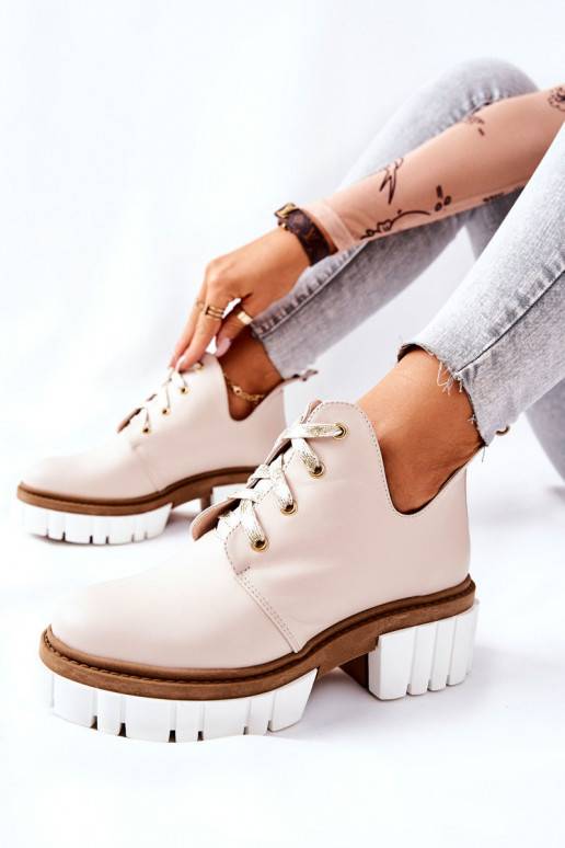 Bottines découpées à lanières beige Kaxo