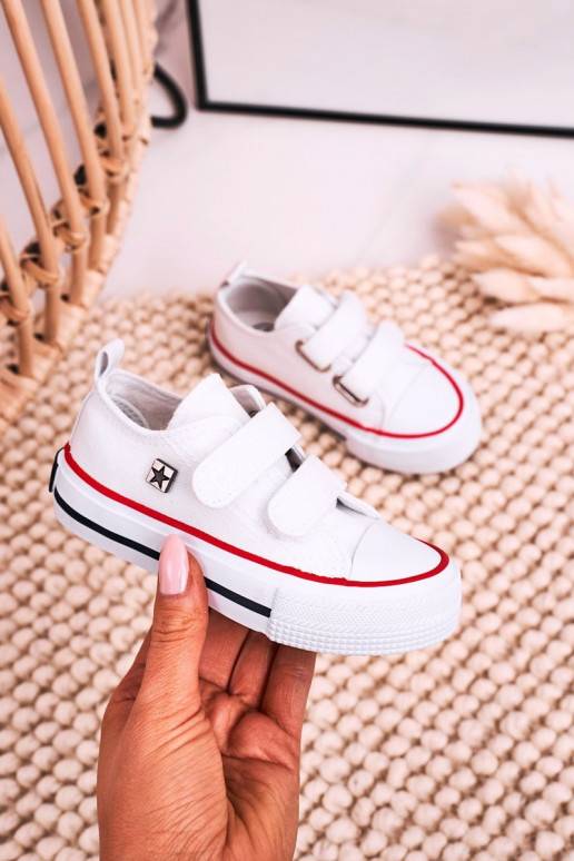 Chaussures de loisirs enfant à fermetures adhésives, coloris blanc