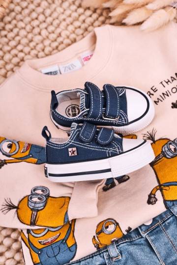 Chaussures de loisirs pour enfants à fermetures adhésives de couleur bleu foncé 2