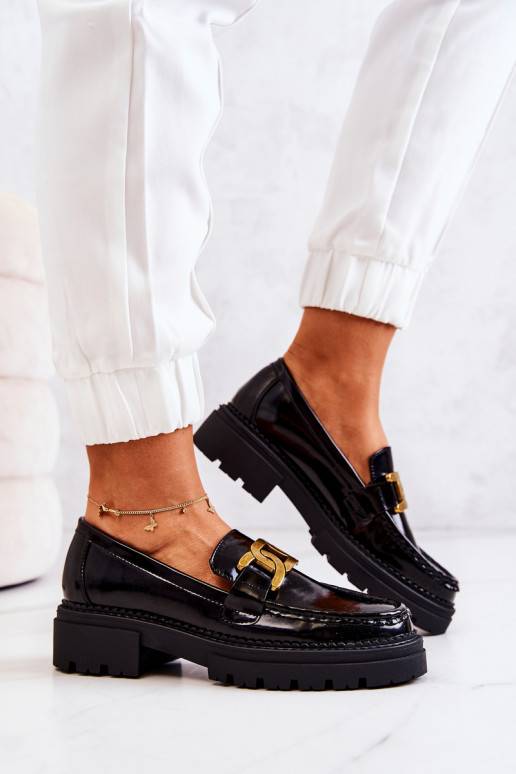 Chaussures effet cuir verni et ornements La.Fi noir Laurene