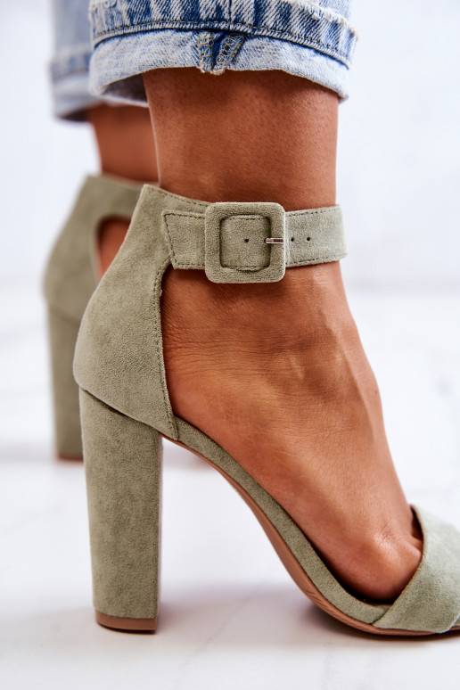 Sandales à talons en daim Jacqueline vert clair