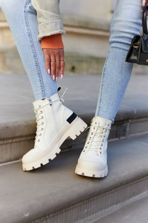 Bottines pour femmes de couleur ivoire Larina