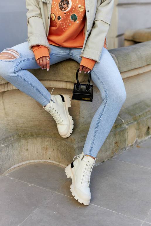 Bottines pour femmes de couleur ivoire Larina