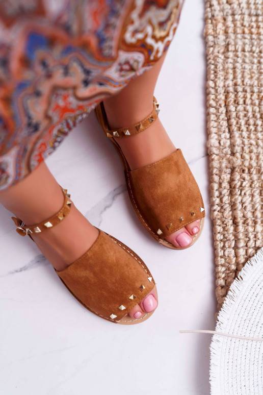 Sandales en daim marron pour femme