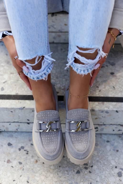 Chaussures à la mode en daim gris Rayhan
