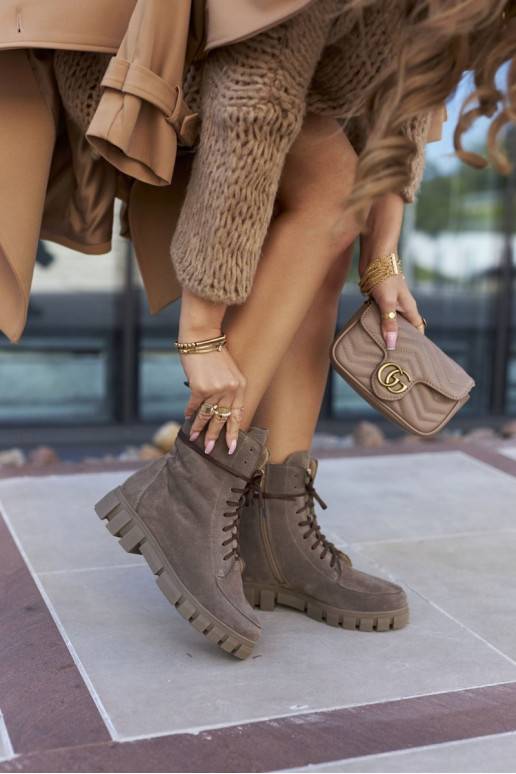 Bottines en velours marron Nicole