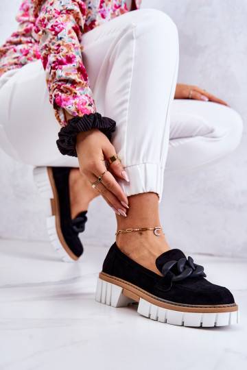 Chaussures en daim avec ornements de couleur noire Talisa