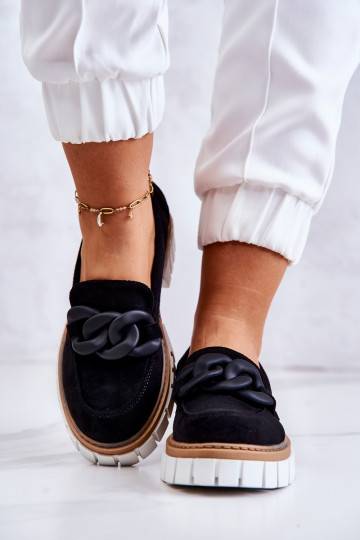Chaussures en daim avec ornements de couleur noire Talisa 2