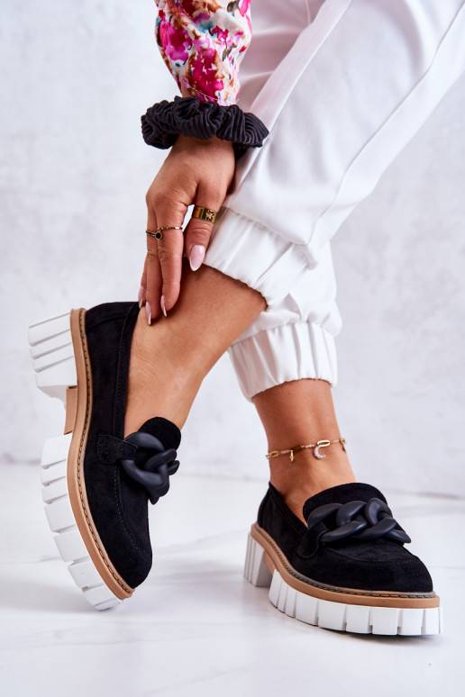 Chaussures en daim avec ornements de couleur noire Talisa