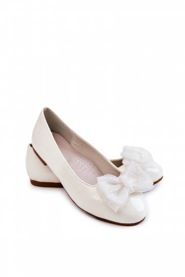 Ballerines pour enfants avec effet laqué et rubans de couleur blanche Zolly 2