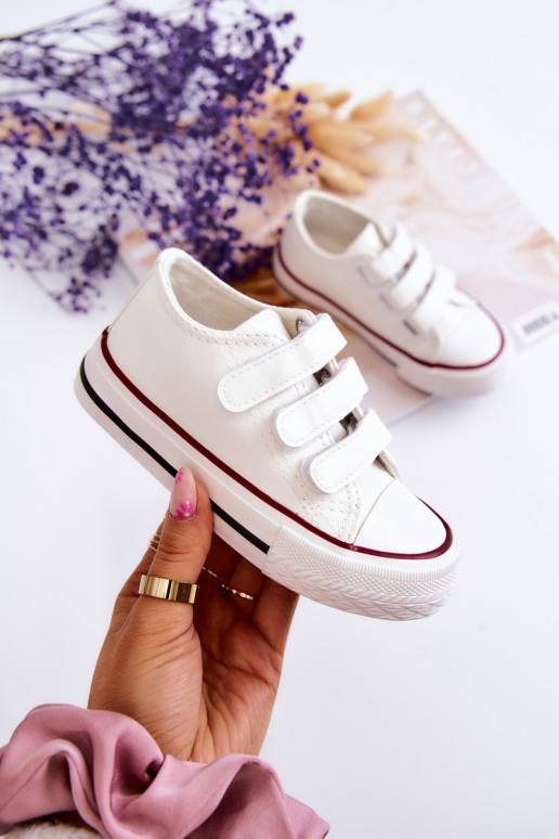 Chaussures décontractées pour enfants avec fermetures adhésives de couleur blanche Foster