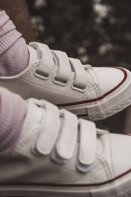 Chaussures décontractées pour enfants avec fermetures adhésives de couleur blanche Foster