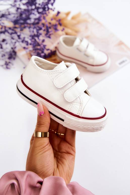 Chaussures décontractées pour enfants avec fermetures adhésives de couleur blanche Foster