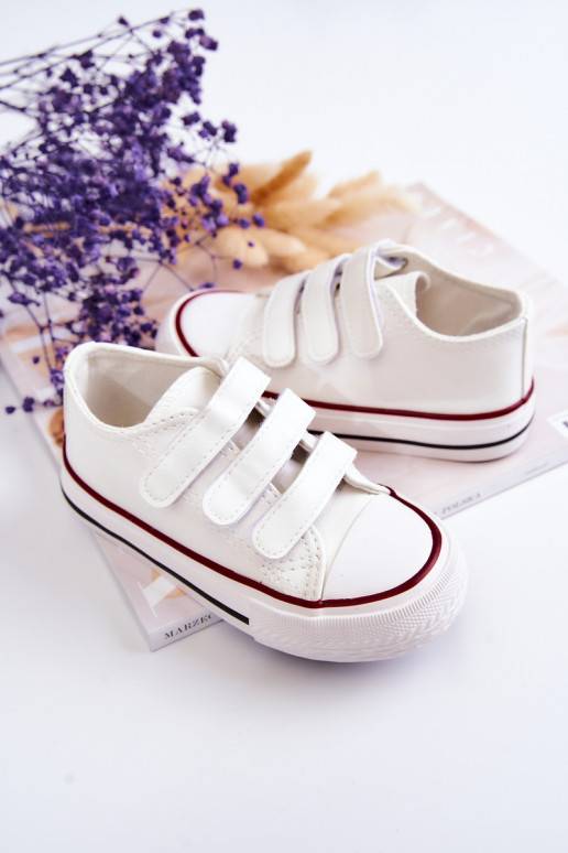 Chaussures décontractées pour enfants avec fermetures adhésives de couleur blanche Foster