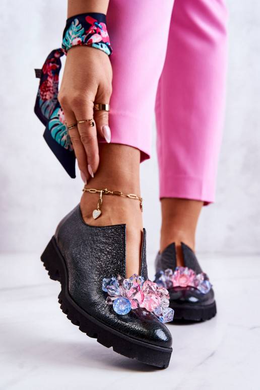 Chaussures de style élégant avec ornements de couleur kaki Cindy