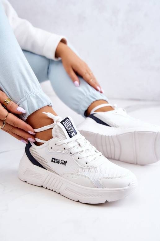 Baskets à la mode modèle chaussures Big Star couleur blanche