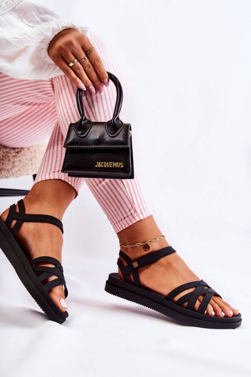 Sandales pour femmes à fermetures adhésives en noir