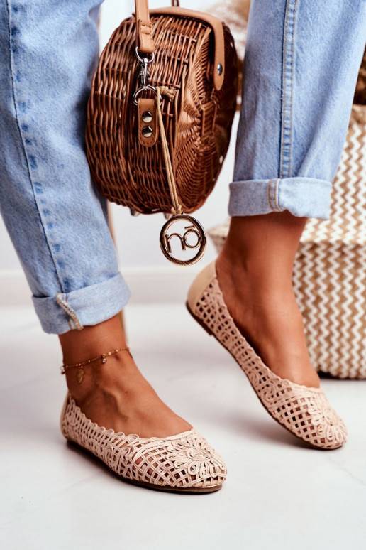 Lu Boo Ballerine beige avec éléments ajourés Carry