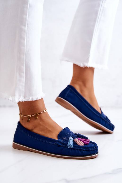 Mocassins à franges bleu marine de Laressa