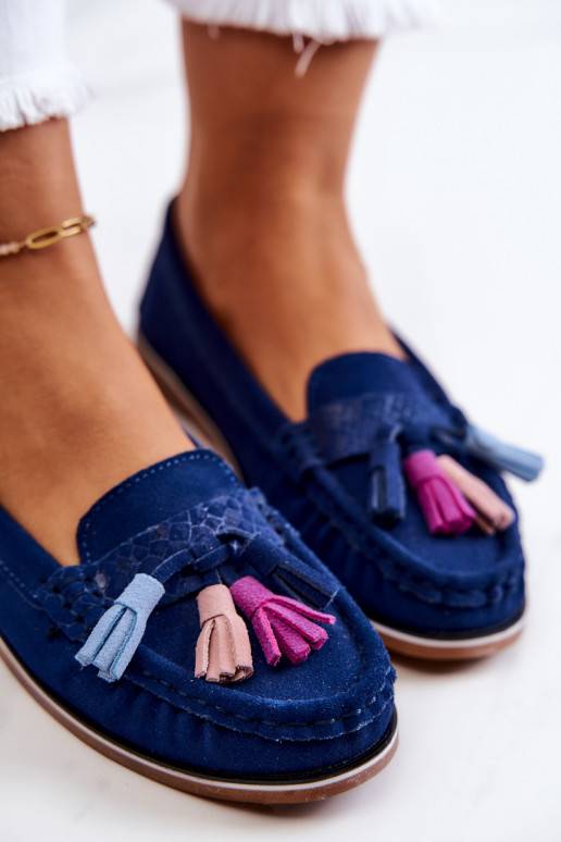 Mocassins à franges bleu marine de Laressa
