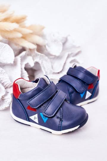Chaussures pour enfants à fermetures adhésives de couleur bleu foncé Milo