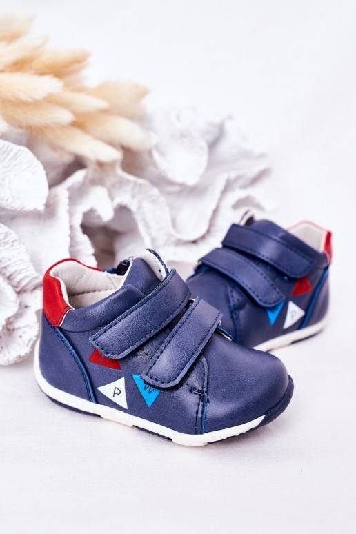 Chaussures pour enfants à fermetures adhésives de couleur bleu foncé Milo