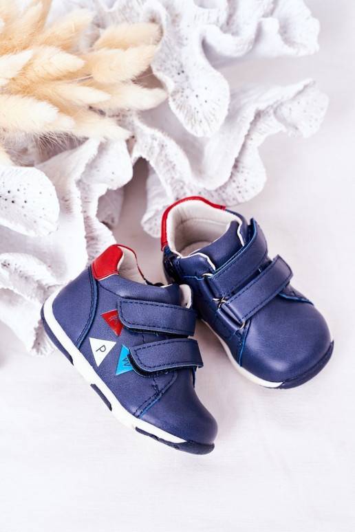 Chaussures pour enfants à fermetures adhésives de couleur bleu foncé Milo