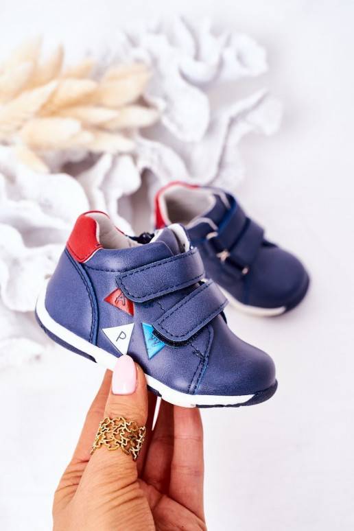Chaussures pour enfants à fermetures adhésives de couleur bleu foncé Milo