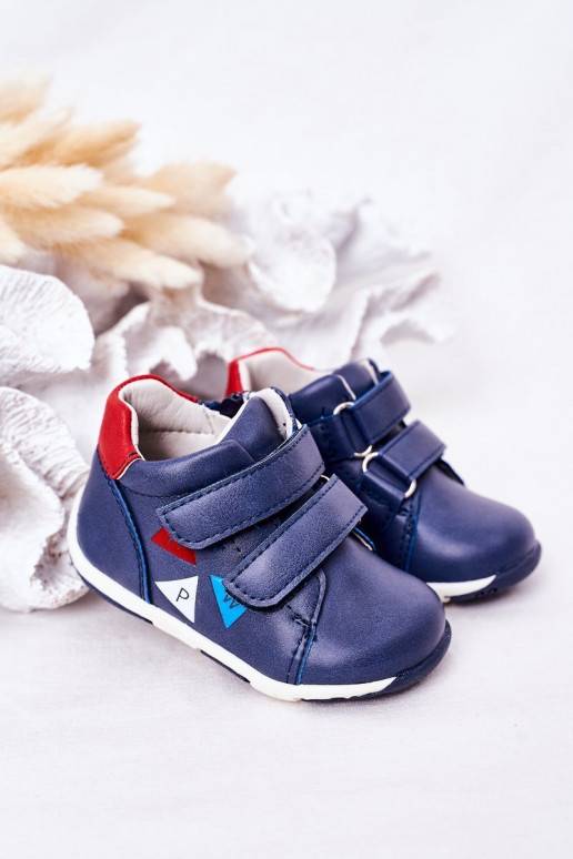 Chaussures pour enfants à fermetures adhésives de couleur bleu foncé Milo