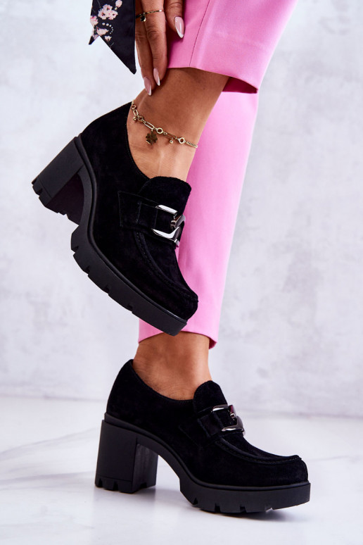 Chaussures à talons de style élégant de couleur noire Harmell