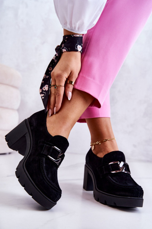 Chaussures à talons de style élégant de couleur noire Harmell