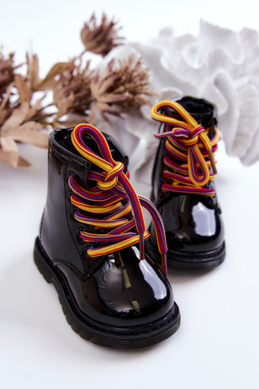 Bottines pour enfants effet laqué de couleur noire Tibbie