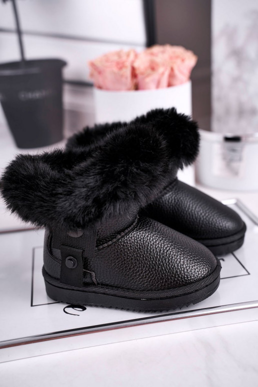 Bottes de neige chauffantes pour enfants avec fourrure de couleur noire Marella