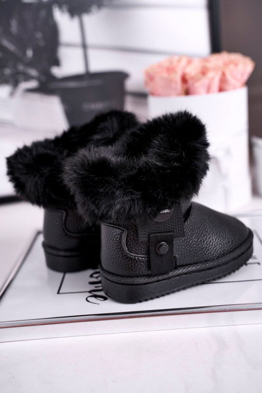 Bottes de neige chauffantes pour enfants avec fourrure de couleur noire Marella