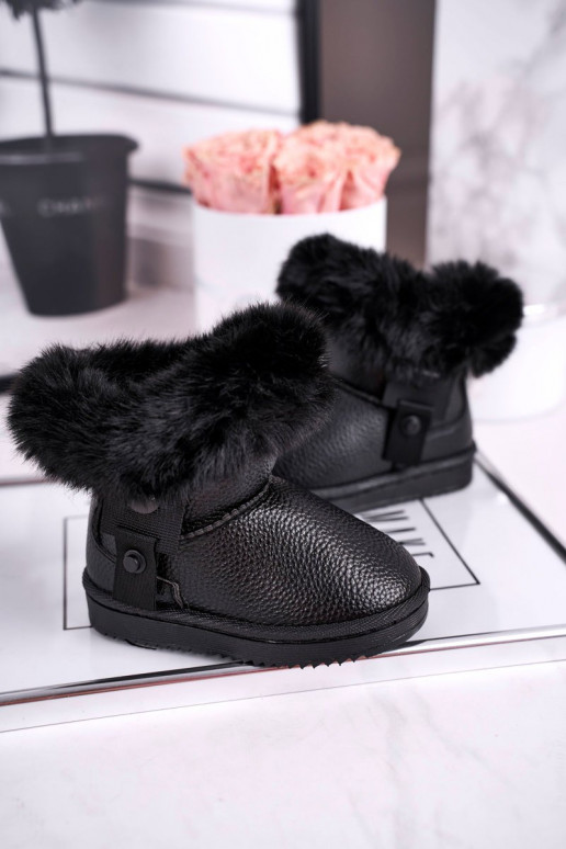 Bottes de neige chauffantes pour enfants avec fourrure de couleur noire Marella
