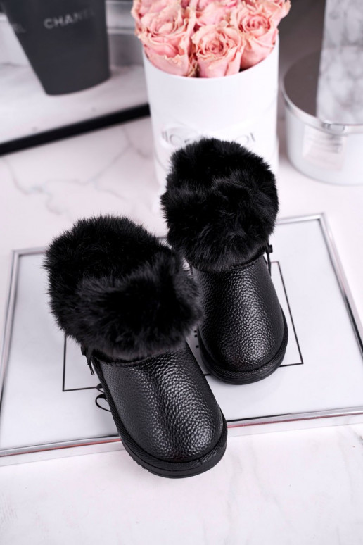 Bottes de neige chauffantes pour enfants avec fourrure de couleur noire Marella