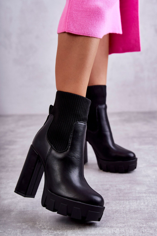 Bottines type chaussette pour femme couleur noir Adalyn