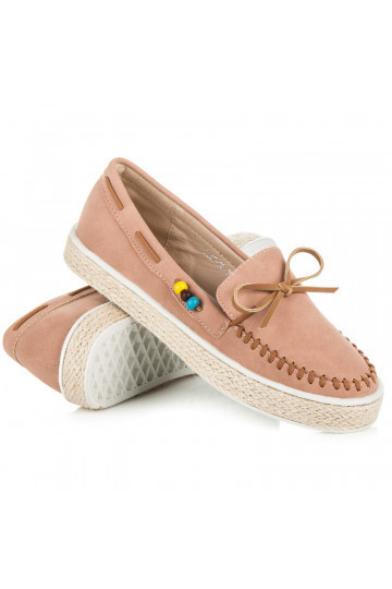 Mocassins en daim rose