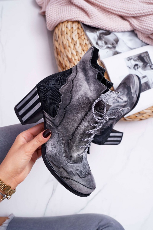 Boots femme en cuir naturel Gris Boots femme en cuir naturel Gris