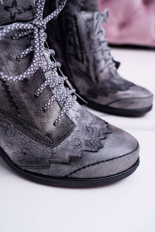 Boots femme en cuir naturel Gris Boots femme en cuir naturel Gris