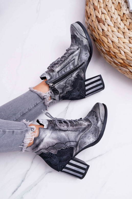 Boots femme en cuir naturel Gris Boots femme en cuir naturel Gris