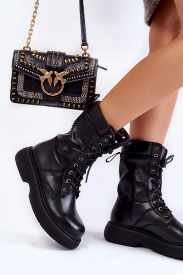 Boots femme noires à lacets... 2